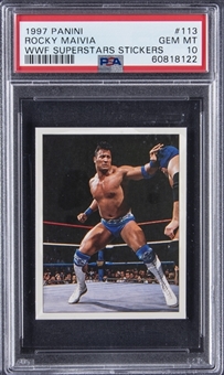 1997 Panini WWF Superstars Stickers #113 Rocky Maivia - PSA GEM MT 10 